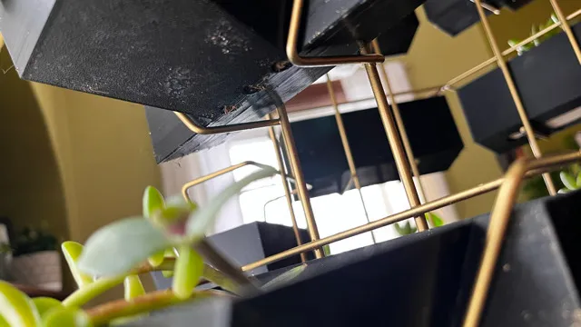 Detail shot of the finished postcard rack planter project