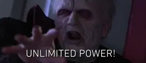 Palpatine from Star Wars cackling 'UNLIMITED POWER' - me after upgrading to 160 cores