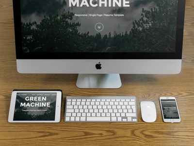 Green Machine theme on desktop, tablet, and mobile device