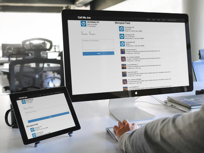 Twitter Clone demo on desktop and tablet in an office